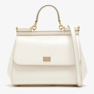 AUTHENTIC CLASSIC WHITE DOLCE & GABBANA SICILY HANDBAG - Medium, Includes Strap